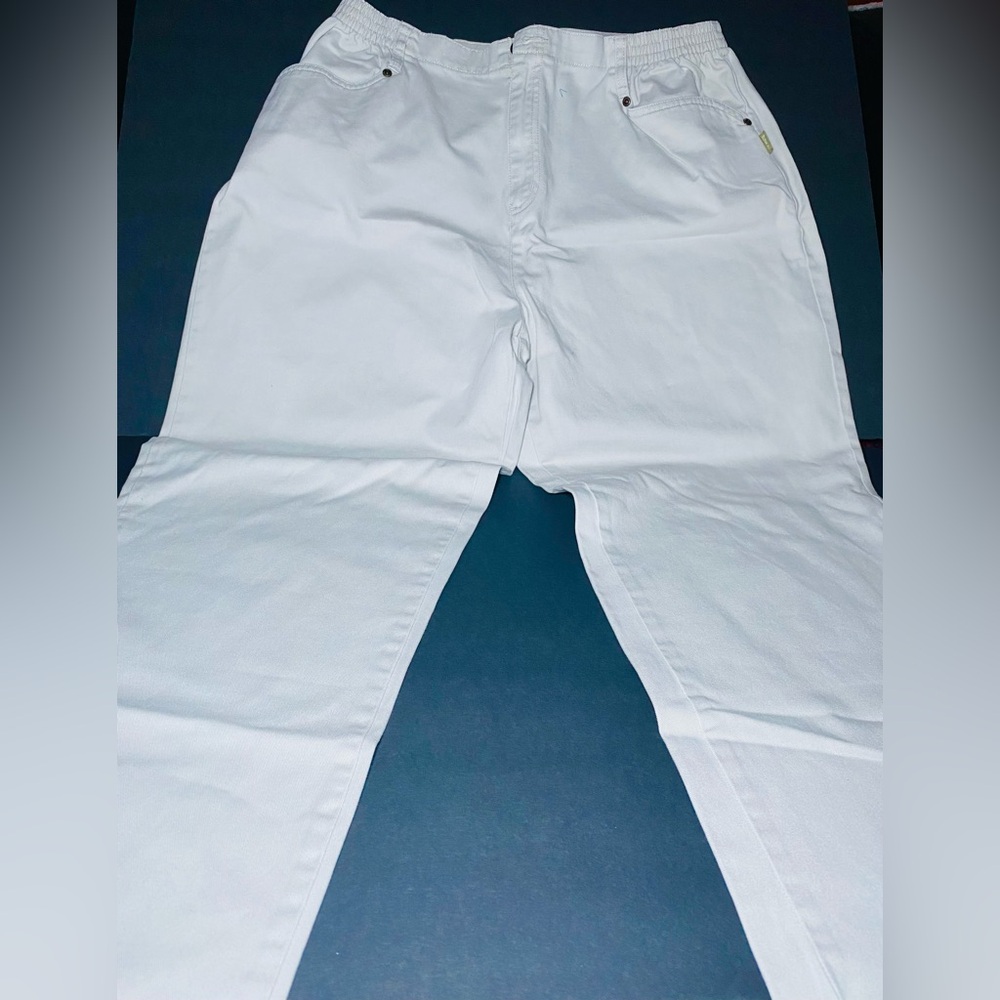 Blassport Women's Elastic-Waist‎ Straight-Leg Cotton Khaki Pants Size 16